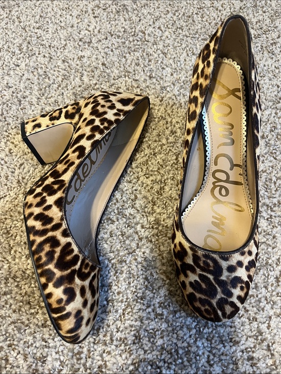Sam Edelman Shoes - Sam Edelman “JUNIE” Leopard-Print Block Heel Pumps - Tan/Black
